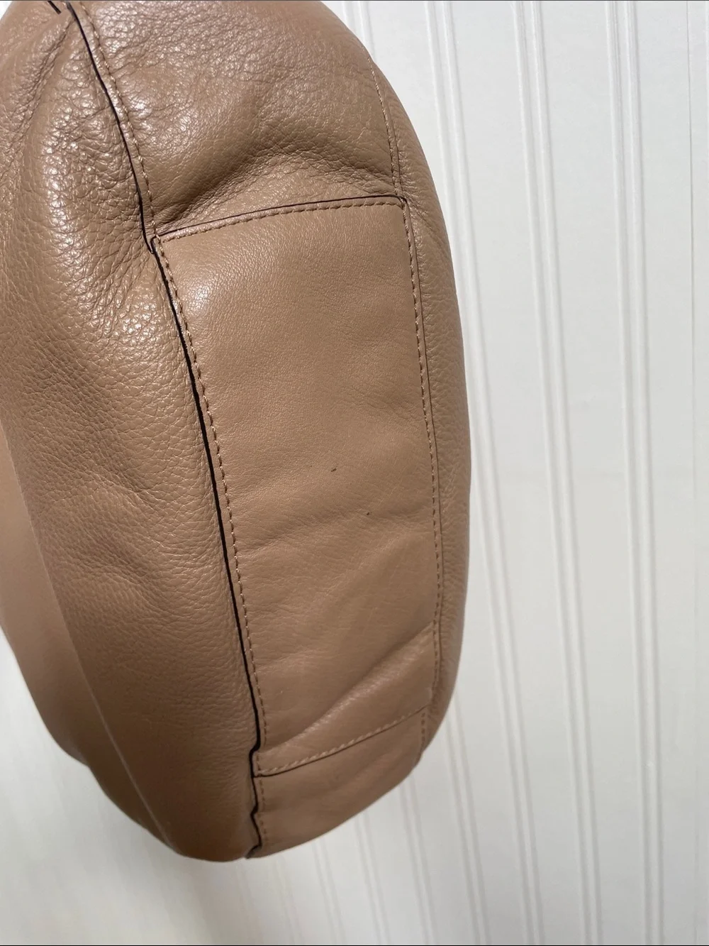 Michael Kors Beige Leather Hobo with Braided Strap & Tassel Charm